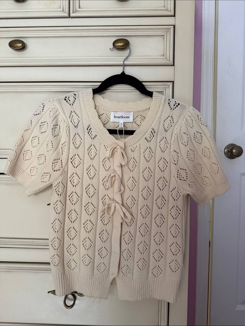 Heartloom Mae Cardi Knit Sweater Cream size XS